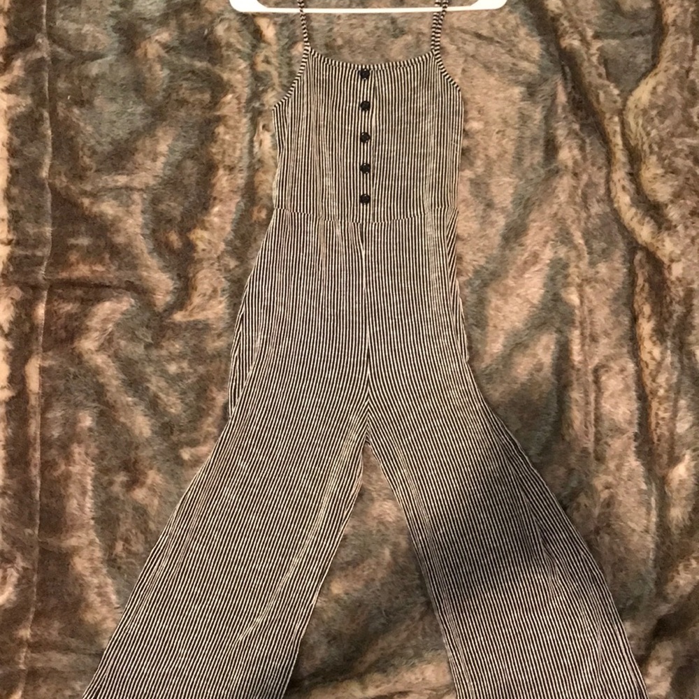 Velvet pinstripe jumpsuit